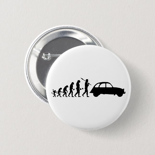 Badge Rond 5 Cm Évolution de l'oldtimer 2CV (Devant & derrière)