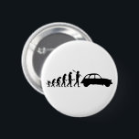 Badge Rond 5 Cm Évolution de l'oldtimer 2CV<br><div class="desc">La théorie de l'évolution de Darwin avec un canard 2cv. En noir.</div>