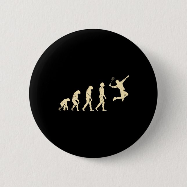 Badge Rond 5 Cm Evolution Joueur Badminton Navette Racket 1 (Devant)