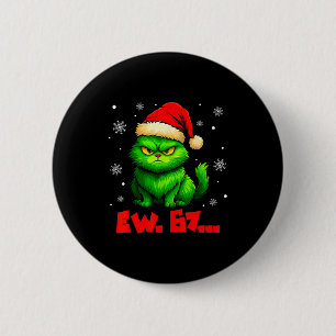 Badge Rond 5 Cm Ew 67 Six Seven Chat Vert Chapeau De Père Noël Noë