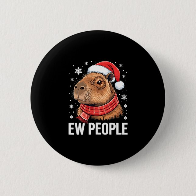 Badge Rond 5 Cm Ew People Capybara Christmas Funny Introvert Holid (Devant)