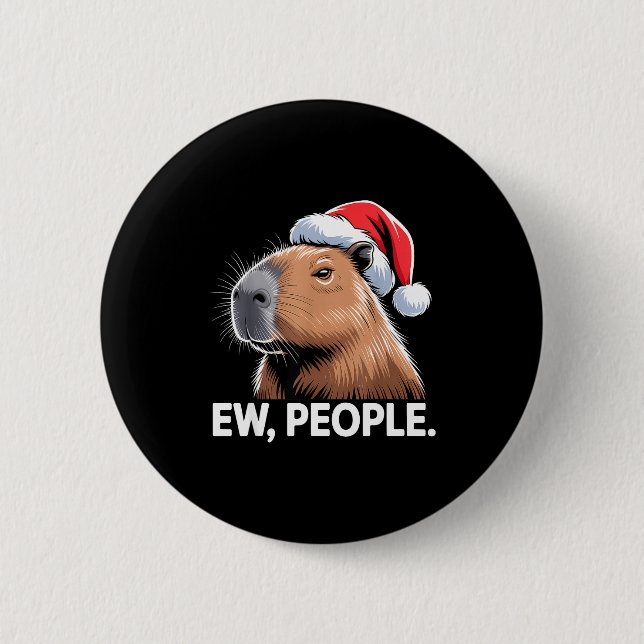 Badge Rond 5 Cm Ew People Capybara Christmas Humor  (Devant)