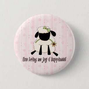 Badge Rond 5 Cm Ewe Me Apporte Joie et Bonheur