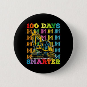 Badge Rond 5 Cm Excavatrice 100 jours plus intelligente 100e jour