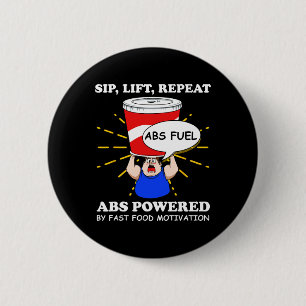 Badge Rond 5 Cm Exercice Amusant Abs Fast Food Gym entraînement Bo