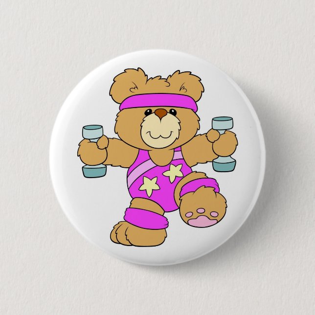 Badge Rond 5 Cm Exercice de l'ours de nounours (Devant)