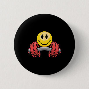 Badge Rond 5 Cm Exercice Repose Gym Face Drôle Motif d'haltérophil