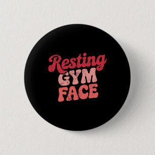 Badge Rond 5 Cm Exercice Repose Gym Face Drôle Motif d'haltérophil