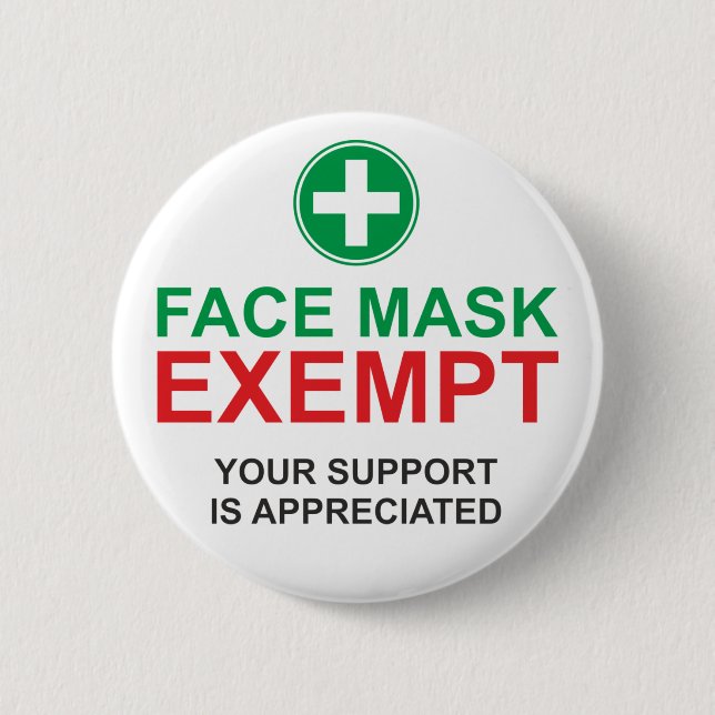 Badge Rond 5 Cm Exonération du masque facial (Devant)