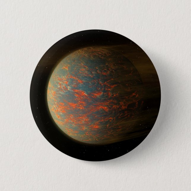 Badge Rond 5 Cm Exoplanet 55 Cancri E Et Sa Surface Moulée (Devant)