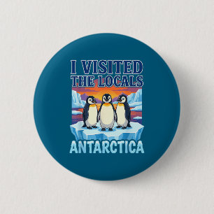 Badge Rond 5 Cm Expédition Souvenir de Voyage Antarctique Manchot