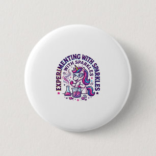 Badge Rond 5 Cm Expérience de licorne avec publicité coupée en sci