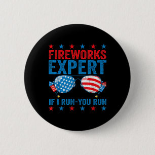Badge Rond 5 Cm Expert en feux d'artifice - Je cours, vous courez,
