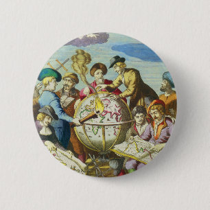 Badge Rond 5 Cm Explorateurs vintage avec carte du globe antique, 