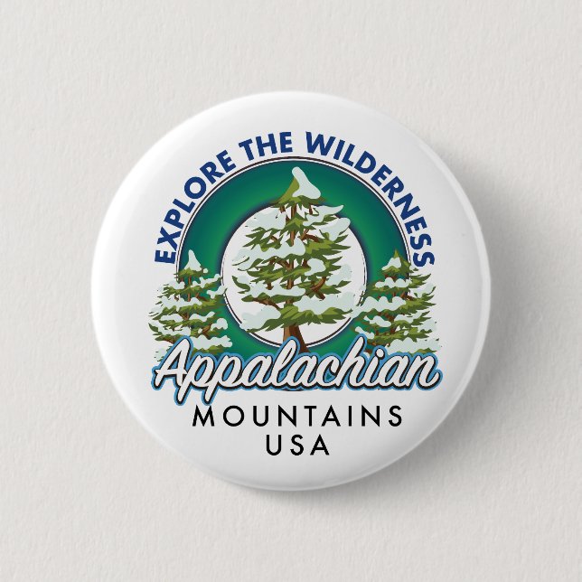 Badge Rond 5 Cm Explorer la nature sauvage des montagnes Appalachi (Devant)