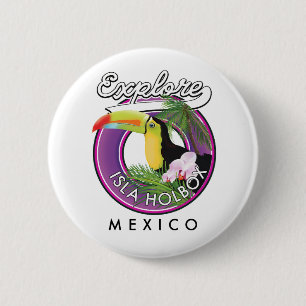 Badge Rond 5 Cm explorer la plage d'Isla Holbox au Mexique patch P