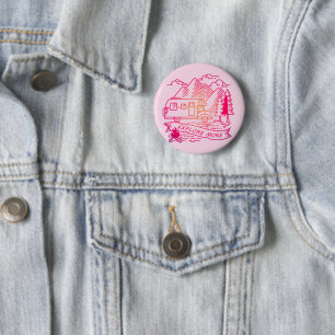 Badge Rond 5 Cm Explorez Plus Camper Rose Van Mountain Nature Love