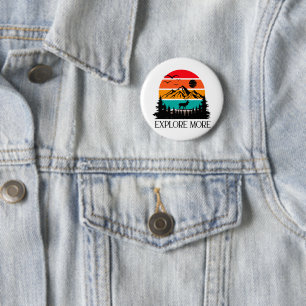 Badge Rond 5 Cm Explorez Plus Mountain Nature Adventure Outdoor
