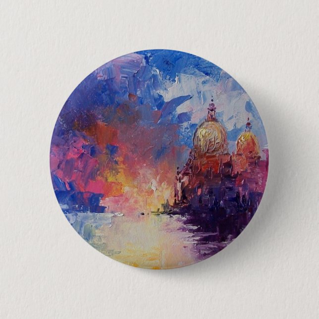 Badge Rond 5 Cm Expression d'insigne de bouton de Venise (Devant)