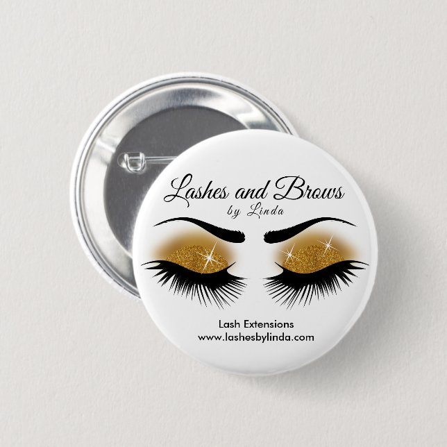 Badge Rond 5 Cm Eyelashes and Brows - Gold (Devant & derrière)