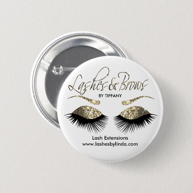 Badge Rond 5 Cm Eyelashes and Brows - Gold (Devant & derrière)
