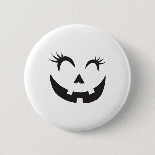 Badge Rond 5 Cm Eyelashes - Costume visage Citrouille Halloween