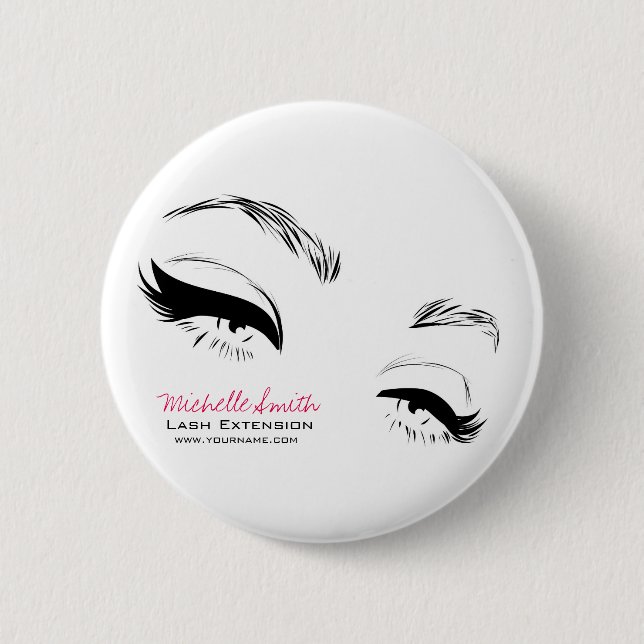 Badge Rond 5 Cm Eyelashes sourcils sourds Maquillage permanent Art (Devant)