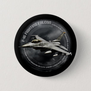 Badge Rond 5 Cm F-16 Faucon combattant