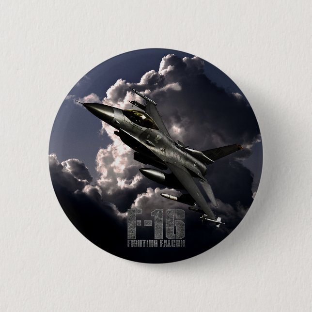 Badge Rond 5 Cm F-16 Faucon combattant (Devant)