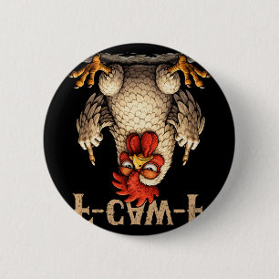 Badge Rond 5 Cm F-caw-f Drôle de Coq Noir Gothique Fcawf Poulet A