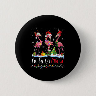 Badge Rond 5 Cm Fa La La La Mingo Flamingo Amoureux de Noël