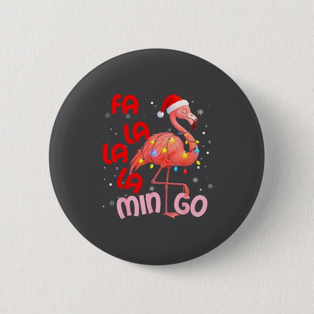 Badge Rond 5 Cm Fa La La La Mingo Flamingo Christmas Men Women Kid (Devant)