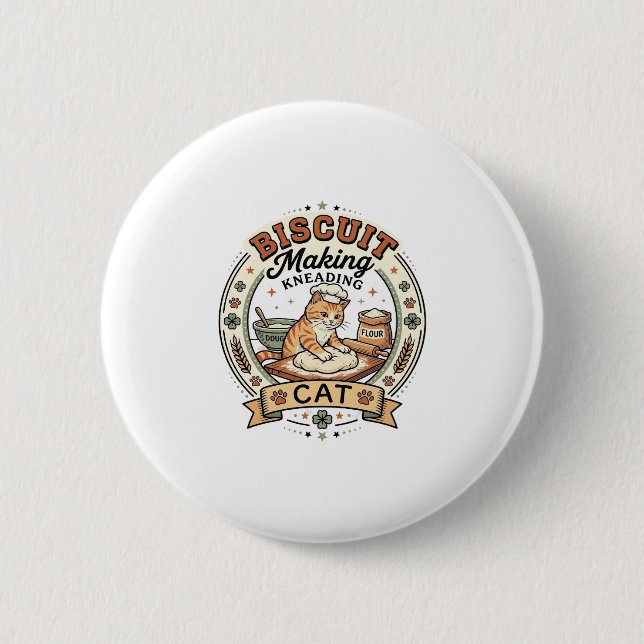 Badge Rond 5 Cm Fabrication de biscuits Pétrissage Chat Fabricatio (Devant)