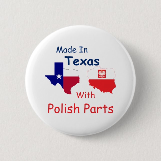 Badge Rond 5 Cm Fabriqué Au Texas Avec Pièces Polonaises (Devant)