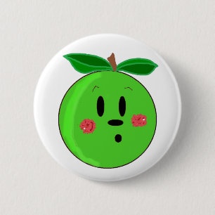 Badge Rond 5 Cm Face de pomme verte