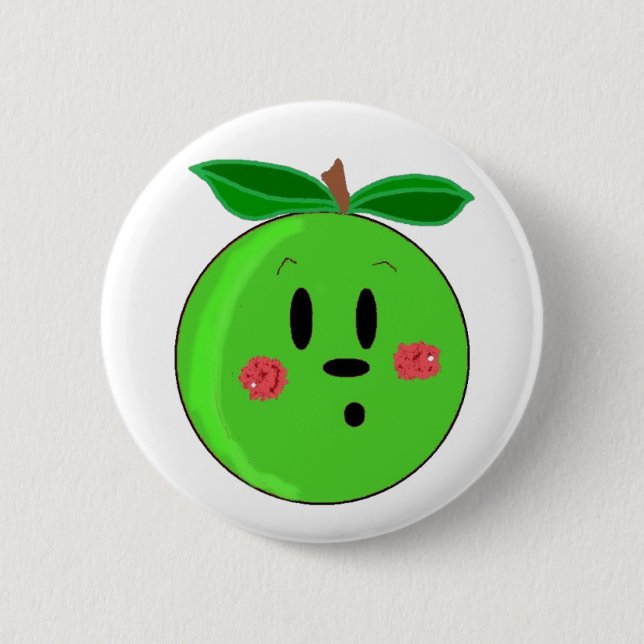 Badge Rond 5 Cm Face de pomme verte (Devant)