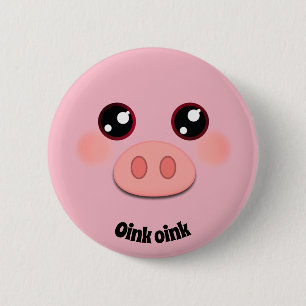 Badge Rond 5 Cm Face de porc mignonne