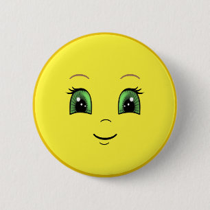 Badge Rond 5 Cm Face de soleil moderne et agréable