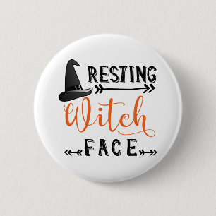 Badge Rond 5 Cm face de sorcière au repos