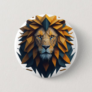 Badge Rond 5 Cm Face du bord : Lion Tee géométrique