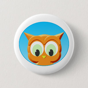 Badge Rond 5 Cm Face D'Une Petite Chouette