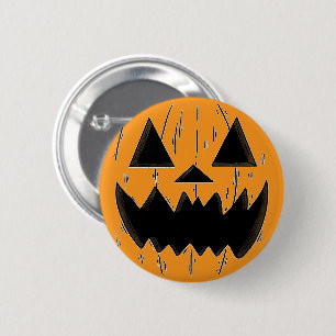Badge Rond 5 Cm Face Jack-o-lanterne - Bouton d'Halloween