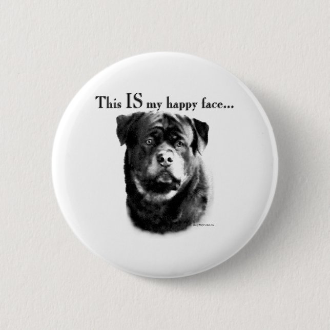 Badge Rond 5 Cm Face joyeux Rottweiler - Bouton (Devant)