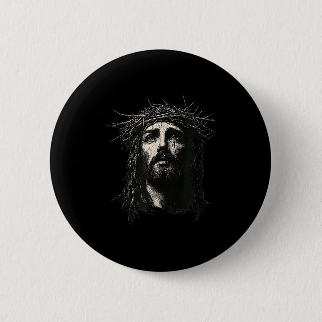 Badge Rond 5 Cm Face Of Jesus Christ Crown Of N Religious Christma (Devant)