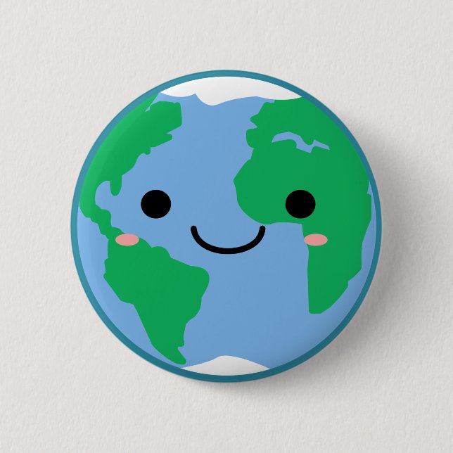 Badge Rond 5 Cm Face souriante de la Terre (Devant)