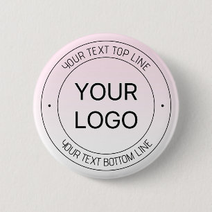 Badge Rond 5 Cm Facile Logo Remplacement & Editable Texte Rose Omb