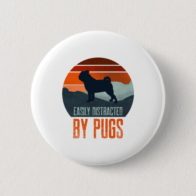 Badge Rond 5 Cm Facilement Distrait Par Carlins Chien Marchant (Devant)