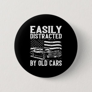 Badge Rond 5 Cm Facilement distrait par de vieux objets de vintage