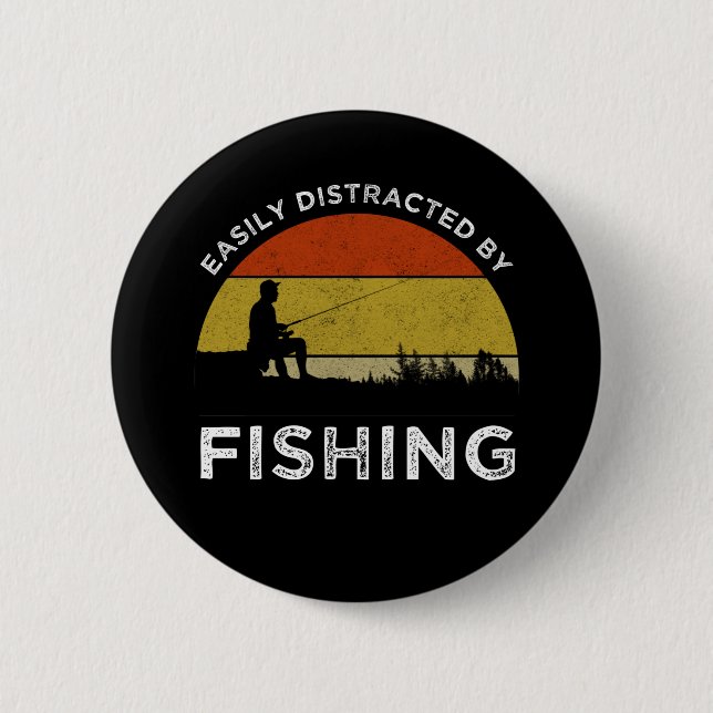 Badge Rond 5 Cm Facilement Distrait Par La Pêche (Devant)