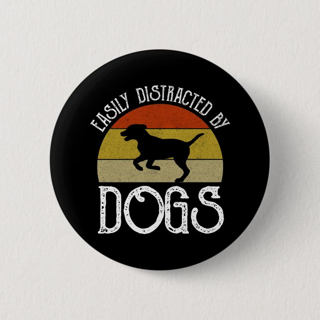 Badge Rond 5 Cm Facilement Distrait Par Les Chiens (Devant)